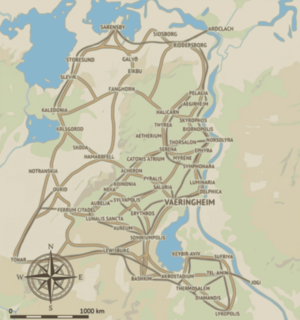 Map of major and minor cities around Lake Morovia and the Strait of Haifa
