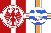 A combination of the flags of Batavia and Francia in a 2:3 ratio