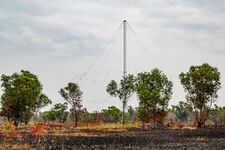 An umbrella antenna in the Erb West Antenna Farm, operated by KBS and used for transmitting the international service in Gýordonzian language. This antenna was operated since -10BPs.