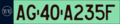 License plate for a vehicle with an allowed maximum mass of 40 tonnes, such as a heavy truck, registered to Aguas.