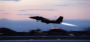 F-15E taking off for southern Cibola