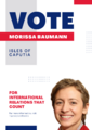 Candidate poster for Morissa Baumann as Secretary of State