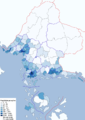 Population per km2, per province