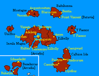 Map of United Kingdom of Arcadia, the Beneluccas and the land of the Calbain